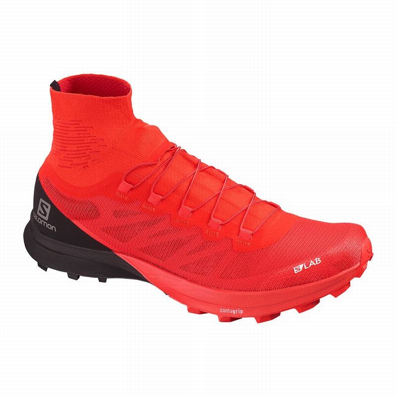 Salomon Israel S/LAB SENSE 8 SOFTGROUND - Womens Trail Running Shoes - Red/Black (CEXV-23107)